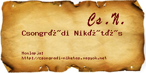 Csongrádi Nikétás névjegykártya